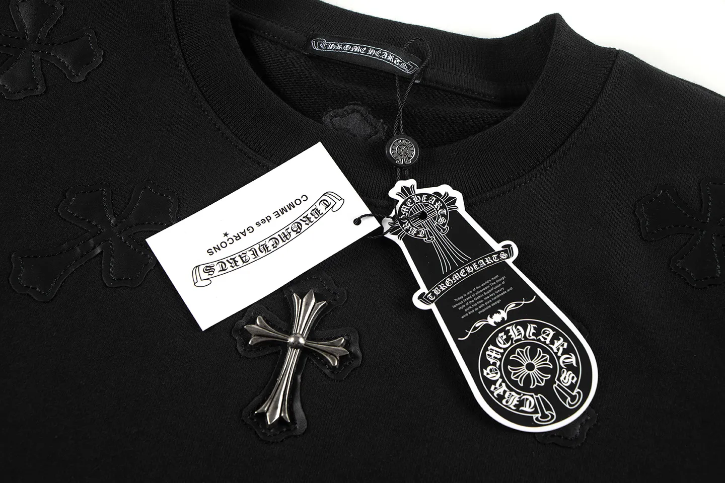 P230 Chrome Hearts Chrome Hearts Leather Cross Metal Logo Sweatshirt Size: SMLXL Color: Black White